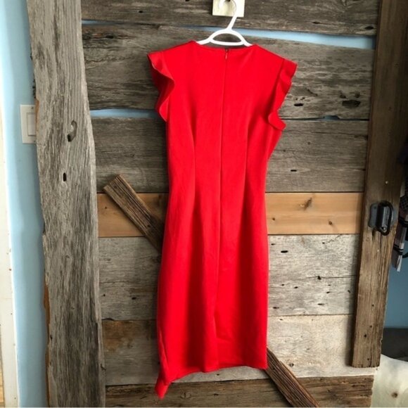 Flutter Sleeve Red Dress Size Large - Picture 3 of 5
